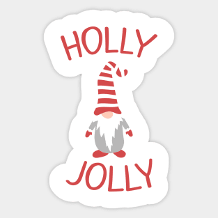 Cute gnome and Holly Jolly. Sticker